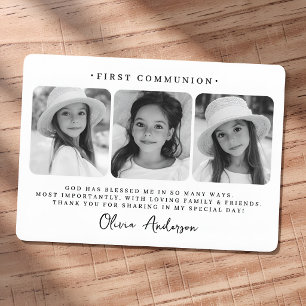 Carte De Remerciements Première communion photo moderne simple et chic