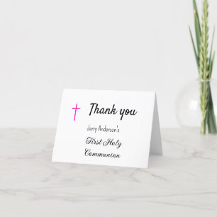 Carte De Remerciements Première communion sacrée catholique simple QR min