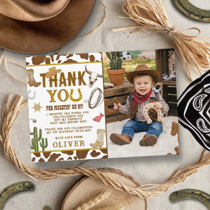 Carte De Remerciements Première Fête de Rodéo de Cowboy Garçons 1er Anniv