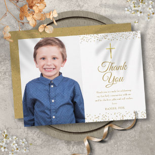 Carte De Remerciements Première Sainte Communion Poussière Or Photo