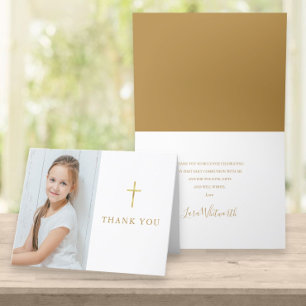Carte De Remerciements Première Sainte Communion Signature or