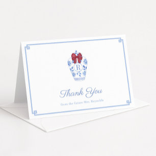 Carte De Remerciements Préparation de mariage de Noël Monogramme rouge bo