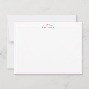 Carte De Remerciements Preppy Hot rose & White une note de