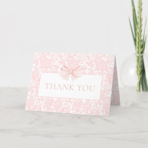 Carte De Remerciements Preppy rose arc bébé fille douche plié