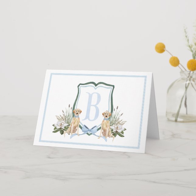 Carte De Remerciements Preppy Southern Blue Boy Baby shower Chien (Recto)