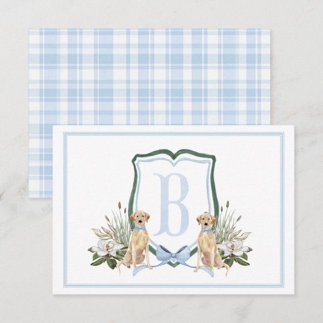 Carte De Remerciements Preppy Southern Blue Boy Baby shower Chien (Devant / Derrière)
