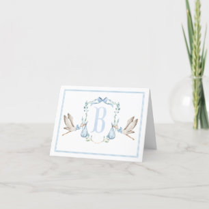 Carte De Remerciements Préppy Southern Blue Boy Stork Baby shower