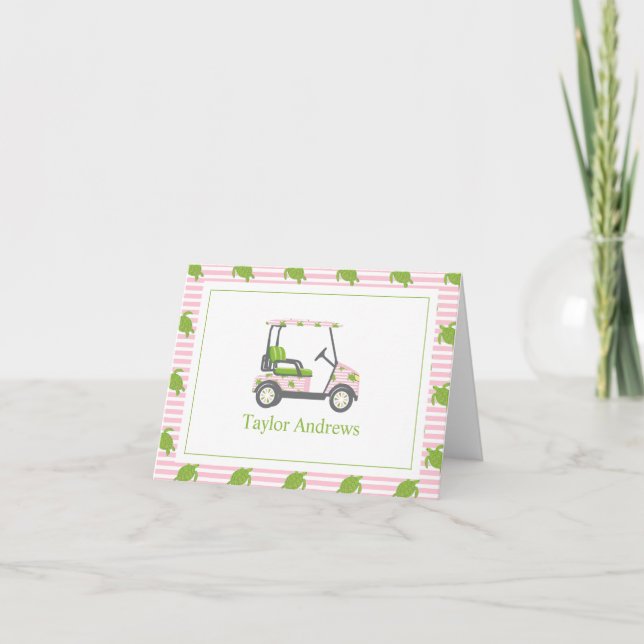 Carte De Remerciements Preppy Turtles Palm Beach Golf Cart (Devant)