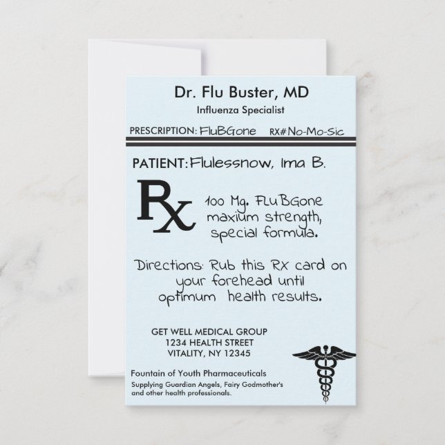 Carte De Remerciements Prescription RX amusante  (Devant)