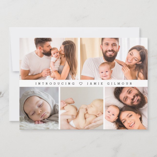 Carte De Remerciements Présentation du collage photo pour bébé naissance  (Devant)