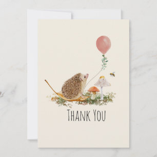 Carte De Remerciements Prêt à pop champignons Hérisson Fille de balloon