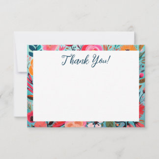 Carte De Remerciements Pretty Botanical Girly Floral Thank You