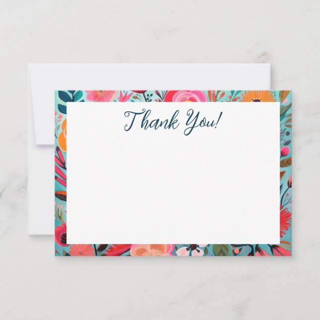 Carte De Remerciements Pretty Botanical Girly Floral Thank You (Devant)