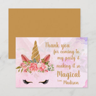Carte De Remerciements Pretty Paste Floral Unicorn Anniversaire