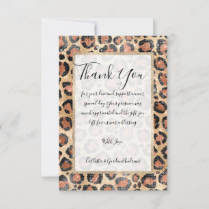 Carte De Remerciements Prince d'Or noir Brown Leopard