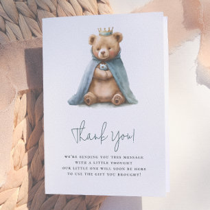 Carte De Remerciements Prince Royal Ourson Garçon Baby Shower 