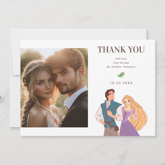 Carte De Remerciements Princess Rapunzel & Flynn Mariage Mariage photo (Devant)