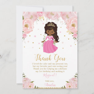 Carte De Remerciements Princesse Africaine à la Peau Noire Anniversaire F