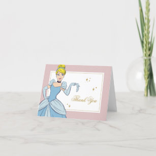 Carte De Remerciements Princesse Cendrillon   Aquarelle Anniversaire