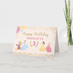 Carte De Remerciements Princesse Disney Floral Gold Confetti Anniversai
