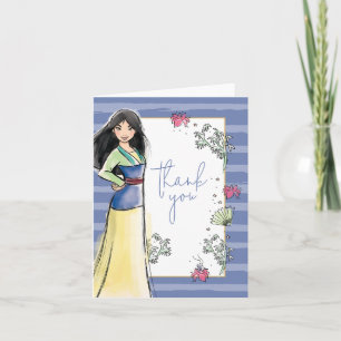 Carte De Remerciements Princesse Mulan   Aquarelle Frappe Anniversaire