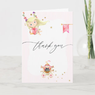 Carte De Remerciements Princesse rose et or Fille 2e fête d'anniversaire