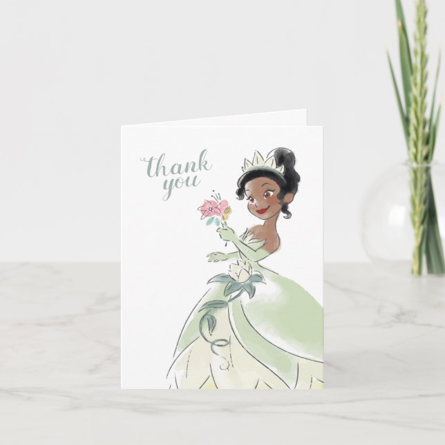 Carte De Remerciements Princesse Tiana | Aquarelle florale Anniversaire (Devant)
