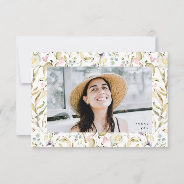 Carte De Remerciements Printemps Fleur sauvage Boho Photo University Grad (Devant)