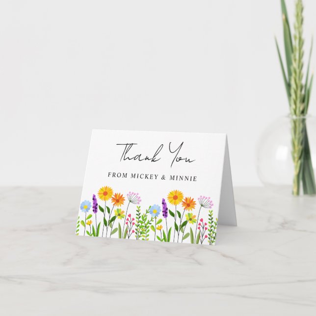 Carte De Remerciements Printemps Floral Élégant Mariage (Devant)