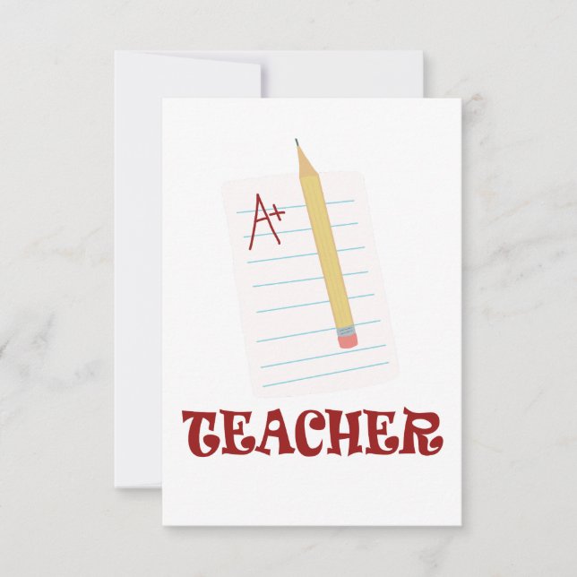 Carte De Remerciements Professeur A+ (Devant)