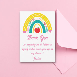 Carte De Remerciements professeur appréciation pluvio-arc-en-ciel