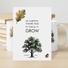 Carte De Remerciements Professeur Arbre en Chêne Aquarelle M'aide à Grand