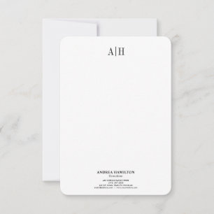 Carte De Remerciements Professionnel officiel Deux Monogrammes