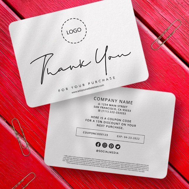 Carte De Remerciements Promo simple et moderne de logo d'entreprise perso (Créateur téléchargé)
