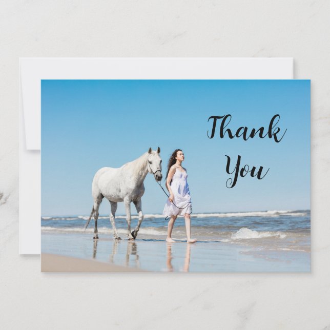 Carte De Remerciements Propriétaire du cheval personnalisé Photo équestre (Devant)
