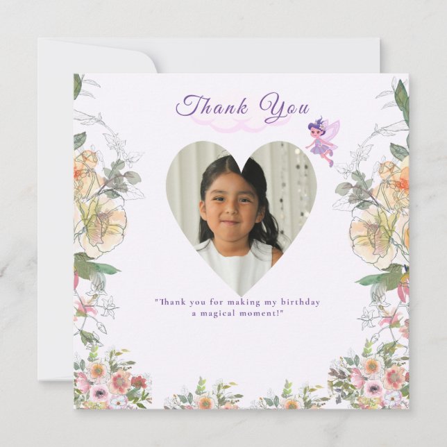 Carte De Remerciements Purple Castle Fairytale Anniversaire Thème avec Fa (Devant)