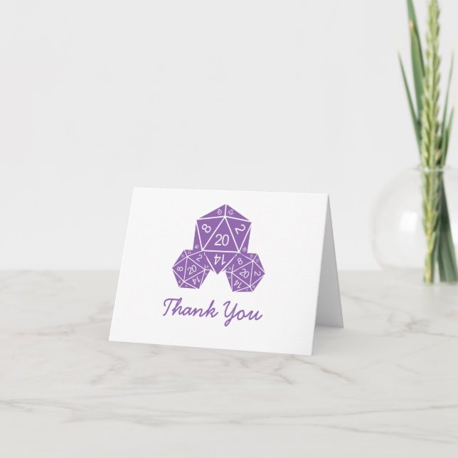 Carte De Remerciements Purple D20 Dice Thank (Devant)