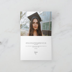 Carte De Remerciements Purple Elegant Script Graduation Photo+Message
