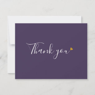 Carte De Remerciements Purple Gold Heart Chic Script Business