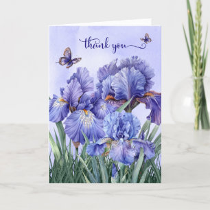 Carte De Remerciements Purple Iris Garden et papillons
