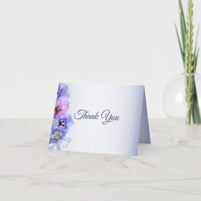 Carte De Remerciements Purple Rose Lilac Pansy Floral Élégant Mariage (Devant)