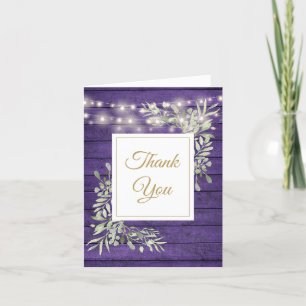 Carte De Remerciements Purple Rustique Chaîne de bois éclaire verdure Pho