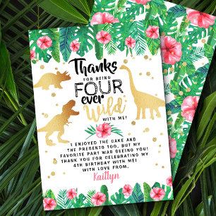 Carte De Remerciements Quatre filles dinosaures sauvages de tous les jour