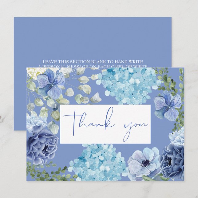 Carte De Remerciements Quelque chose de bleu avant de faire hydrangea nup (Devant / Derrière)