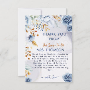 Carte De Remerciements Quelque Chose de Bleu Avant Ma Douche de Mariée Fl