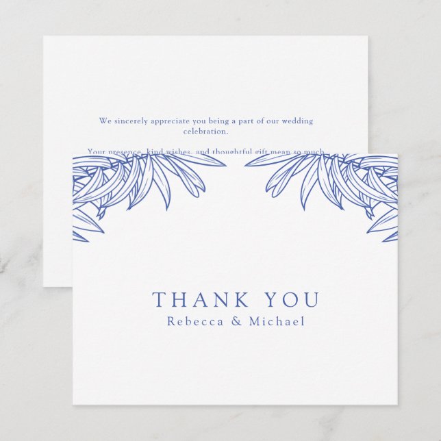 Carte De Remerciements Quelque chose de bleu simple main tiré Mariage bot (Devant / Derrière)