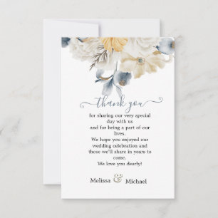 Carte De Remerciements QUELQUE CHOSE DE Mariage Floral BLEU