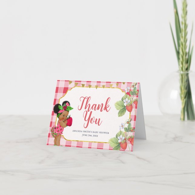 Carte De Remerciements Quelqu'un Berry Sweet Strawberry Girl Baby shower (Devant)