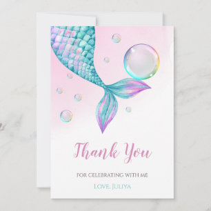Carte De Remerciements Queue de sirène avec bulles Anniversaire