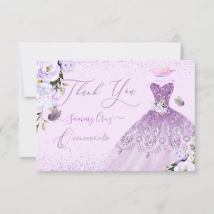 Carte De Remerciements Quinceanera Dusty Lilac Purple Silver Parties scin